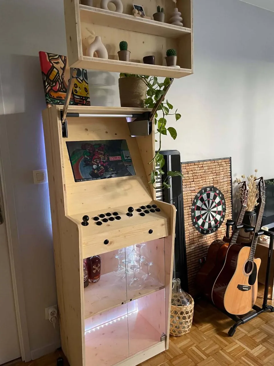 La borne terminée, installée à la maison